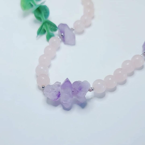Rose Quartz,  Amethyst necklace - Picture 4 of 4